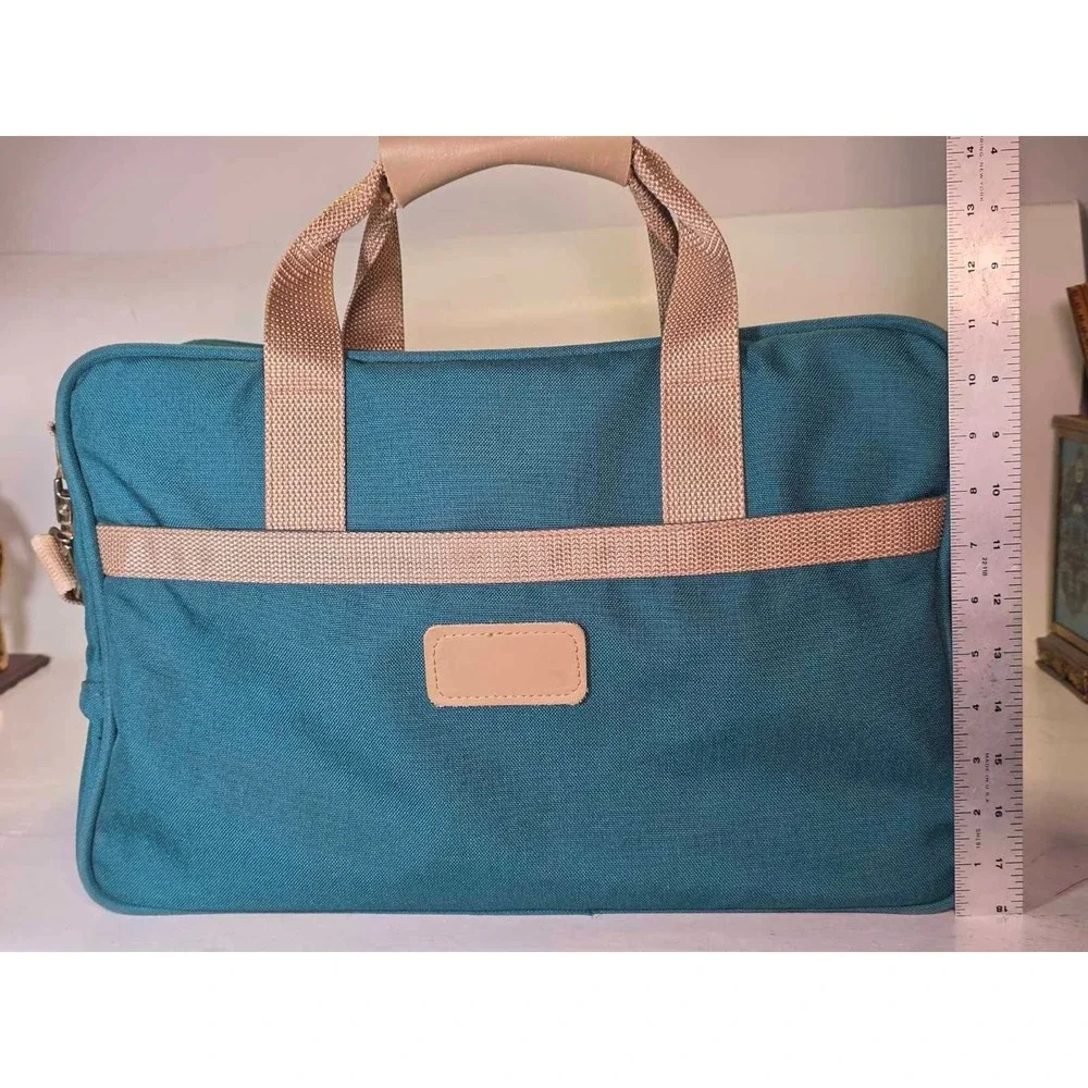 BOYT Duffle Bag Green Canvas Tan Leather Travel Carry On‎ Made In USA Iowa